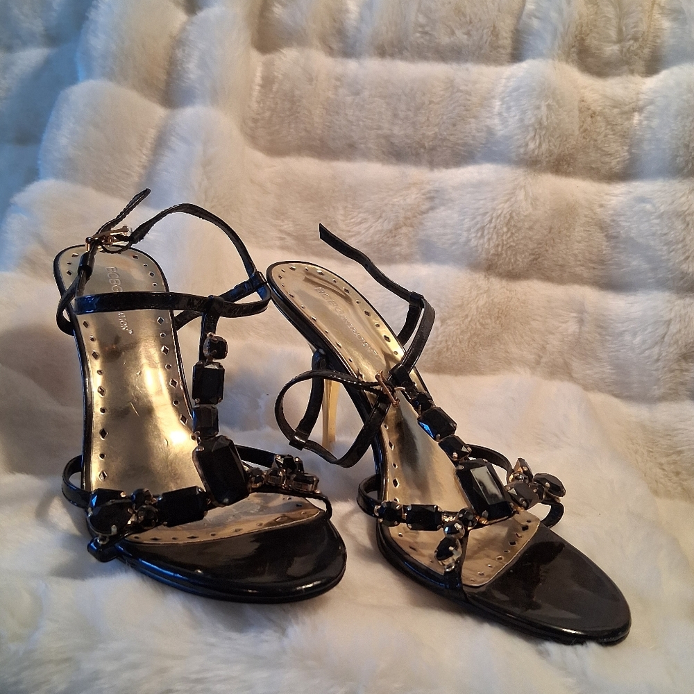 BCBG Jeweled Strappy Heels